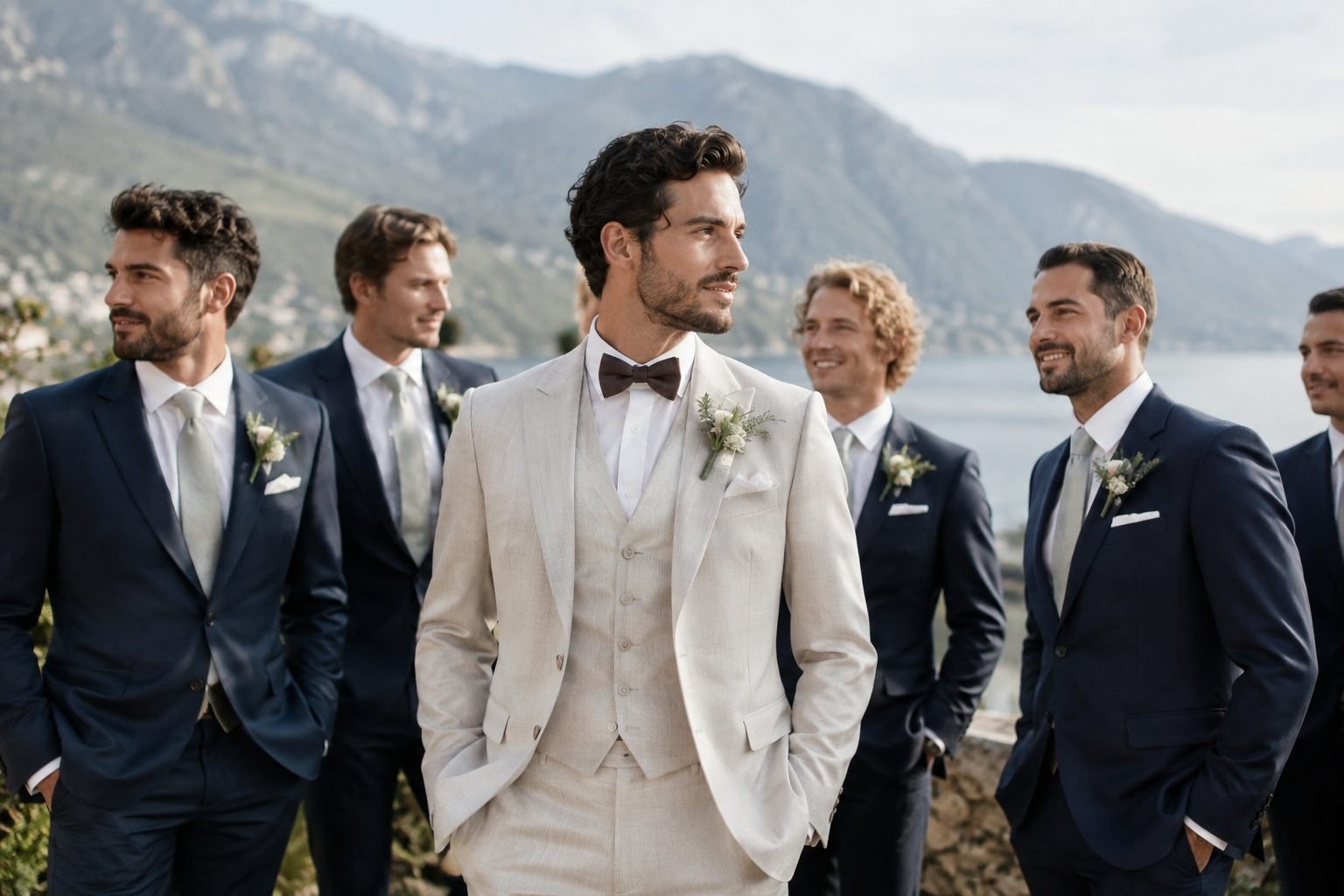 Luxury bespoke wedding suits and tuxedos for grooms